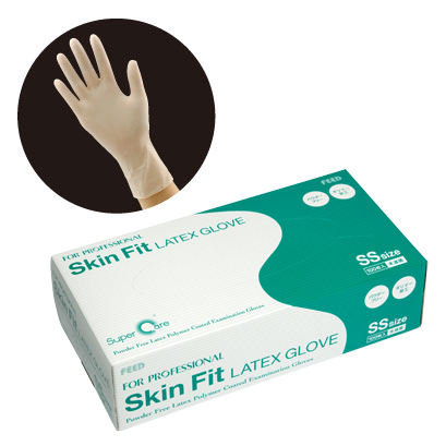 Skin Fit ラテックスグローブ パウダーフリー/ポリマー加工