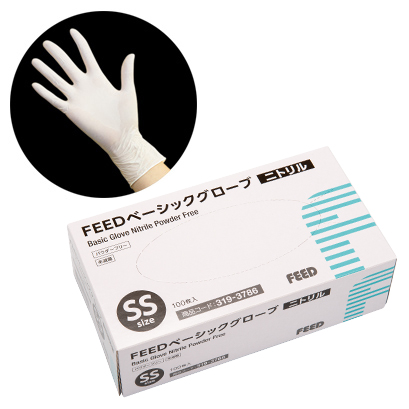 FEEDベーシックグローブ ニトリル パウダーフリー ホワイト