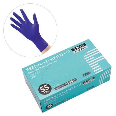 FEEDベーシックグローブ ニトリル パウダーフリー ダークブルー
