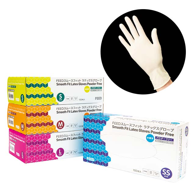 FEEDスムースフィット［中厚手］ラテックスグローブ パウダーフリー