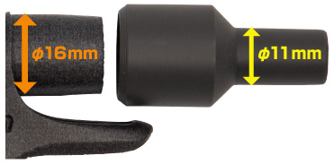 φ16mm もしくは φ11mm のバキュームに接続可能