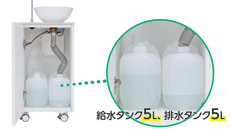 給水タンク5L、排水タンク5L