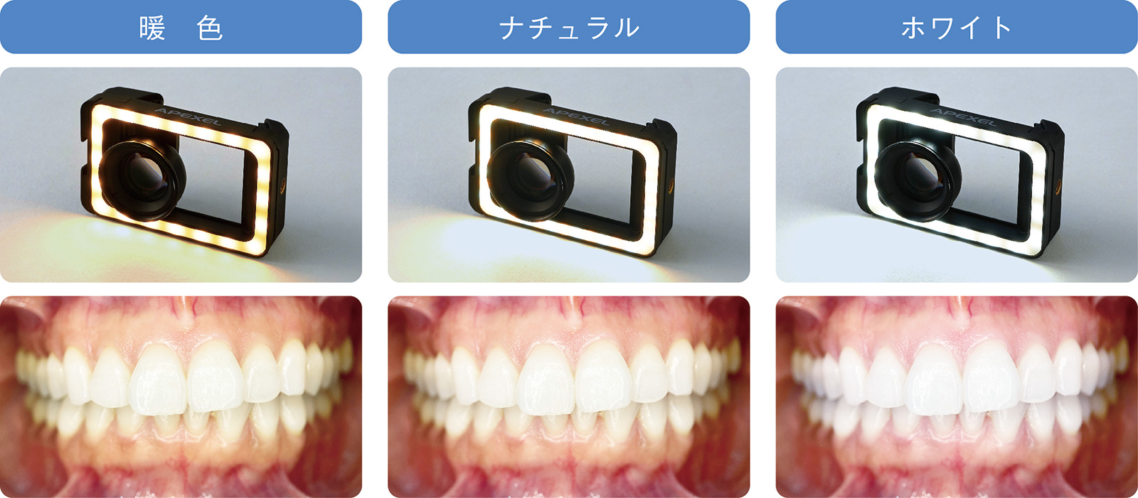 明かりの種類（暖色、ナチュラル、ホワイト）