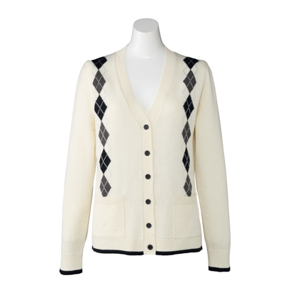 アーガイル柄カーディガン