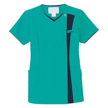 配色レディスジップスクラブ 7023SC