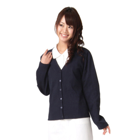 綿混Vネックカーディガン