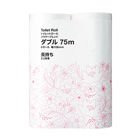 トイレットペーパー ダブル 2.5倍巻き 6ロール 75m フラワーブレンド
